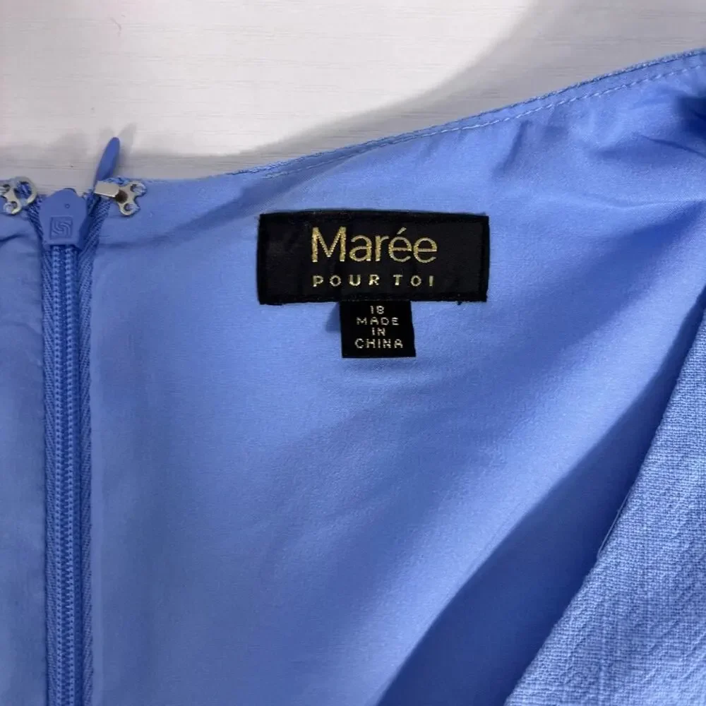 NWT Maree Pour Toi Sky Blue Jumpsuit Tie Waist & Flutter Sleeve Size 18 T5
